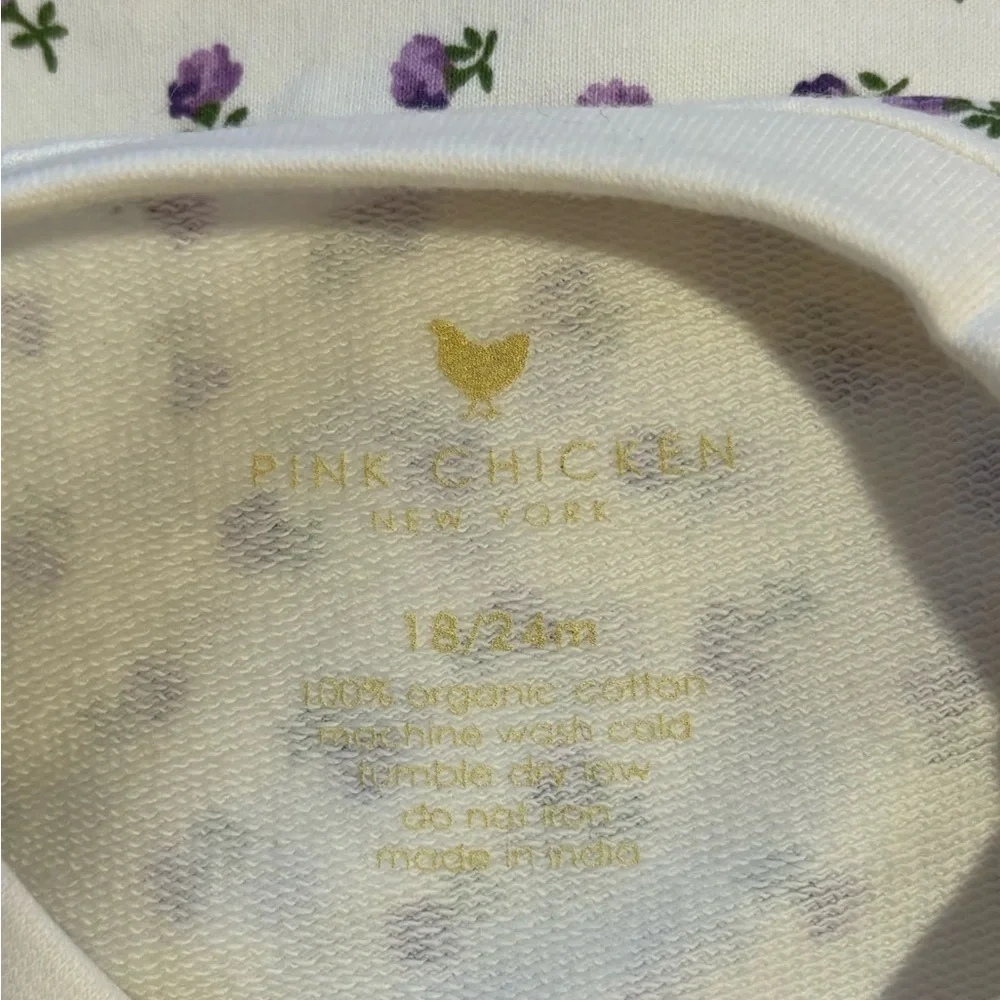NWT Pink Chicken NY Baby Girls Organic Sweatshirt Bubble Tiny Purple Roses 18-24 - Picture 3 of 6
